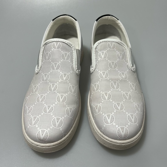 Valentino by Mario Valentino Adriel Monogram Leather Slip On Sneakers White 8 - Picture 1 of 7